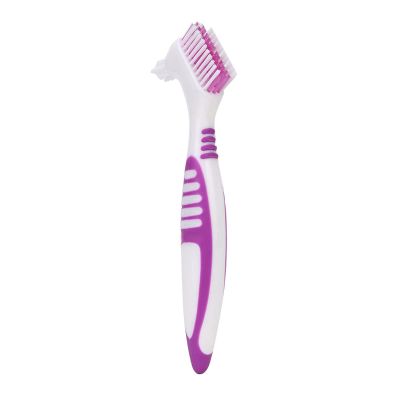 Denture Toothbrush Denture 2Pcs Double Bristle Head Denture Cleaning Brush Set, Denture Brush Denture Brushes Hard Bristles Denture Brush with Toothbrush Denture Portable Ergonomic Multi-Layered