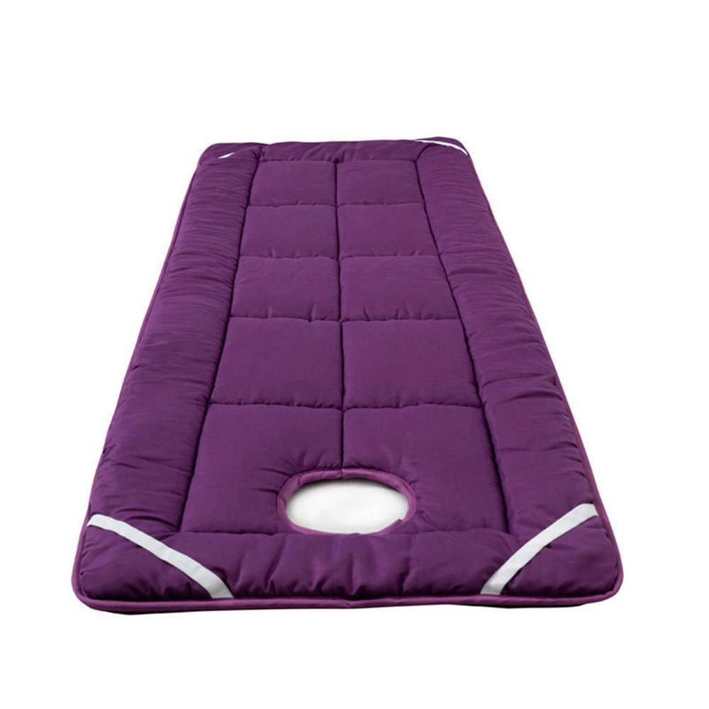 LXJDDLD Square/Round Head Massage Table Pad,Massage Bed Topper Cushion for Massage Accessories for Therapists Spa,Washable Mattress Protector with Elastic Bands&Breathing Hole,Purple S,80x180cm