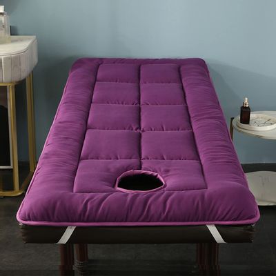 LXJDDLD Spa Bed Cushion Topper,Lash Bed Topper Cover for Massage Table with Four Corner Straps&Facial Breathing Hole,Mattress Pad Square/Round/Trapezoidal Head(Bed Not Included),Purple S,60x185cm