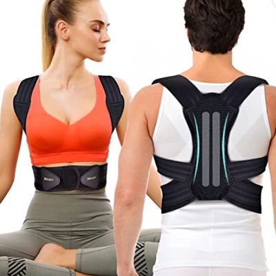 ZWEBY Posture correction, back stabiliser for men, women and children with 2 removable splints for strong support, straight support, adjustable in size(S)
