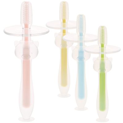 FOMIYES 4pcs Boy Girl Silicone Toothbrush Suction Base for Years Old Boy Girl Training Toothbrush