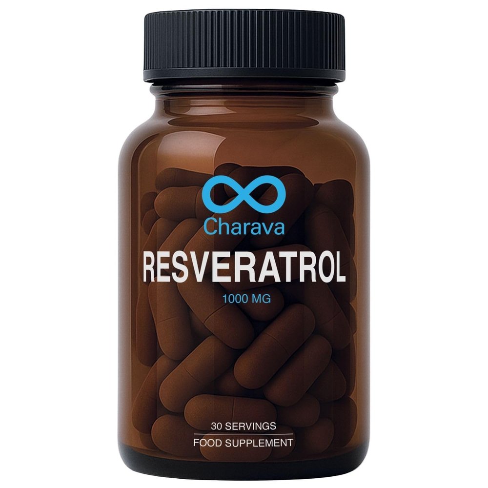 Charava Resveratrol 1000mg per Serving - 30 Servings (60 Capsules of 500mg) - Antioxidant Supplement, Trans Resveratrol Supplements 1000mg & Polyphenols - UK Based - 3rd Party Tested