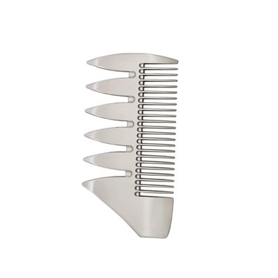 PLAFOPE Dual Sides Zinc Alloy Shaving Comb and Beard Comb Silver Pocket Size Anti-static Grooming Mustache Brush for Men
