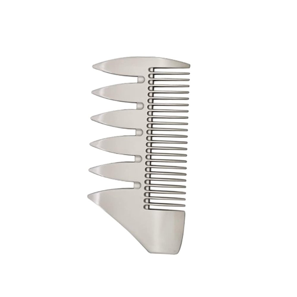 PLAFOPE Dual Sides Zinc Alloy Shaving Comb and Beard Comb Silver Pocket Size Anti-static Grooming Mustache Brush for Men