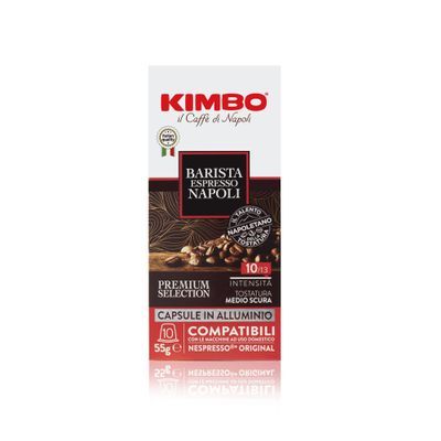Kimbo Coffee Espresso Napoli Capsules (1 x 10) | Nespresso Coffee Pods | Italian Capsules Medium Dark Roast | Made with Arabica and Robusta Beans | Nespresso Coffee Machine Compatible