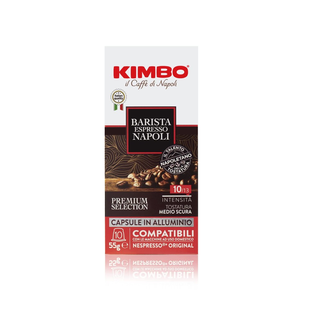 Kimbo Coffee Espresso Napoli Capsules (1 x 10) | Nespresso Coffee Pods | Italian Capsules Medium Dark Roast | Made with Arabica and Robusta Beans | Nespresso Coffee Machine Compatible