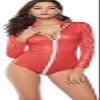 Faux Leather Bodysuit Women Faux Leather Bodysuit Latex Lingerie Front Zipper Open Crotch Bodysuit Pole Dance Clubwear,Red,3X-Large view 1