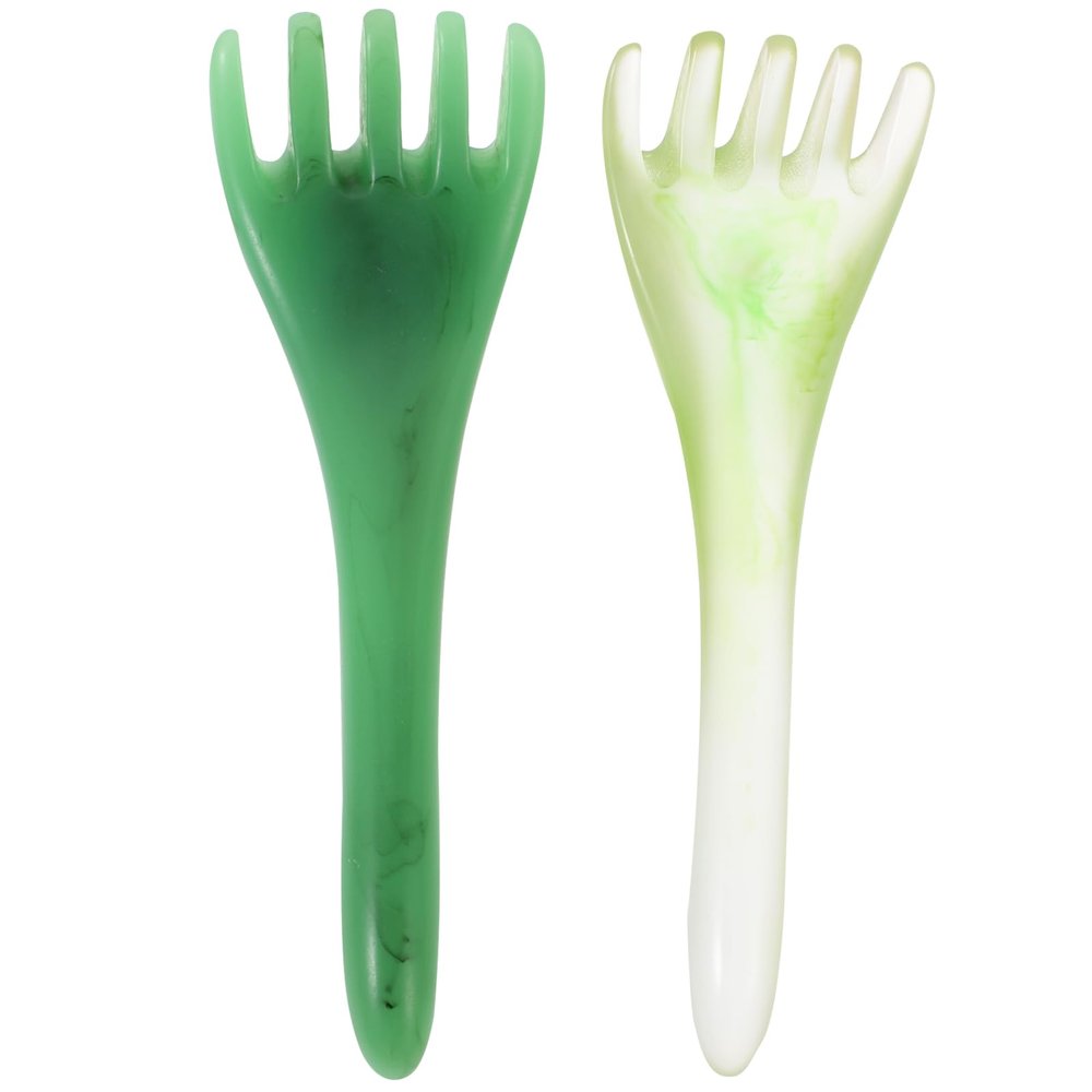 minkissy 2pc Head Massager Five Claws Resin Guasha Comb Scalp Massager Comb Beeswax Scraping Gua Sha Tool Head Scratcher (Green)