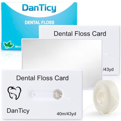 Dental Floss Deep Clean Waxed Floss in a Credit Card with Mirror,Perfect for People with Tight & Small Gaps Between Teeth Slides Smoothly & Easily,PFAS Free | Mint Flavored,40m,3 Pack(About 131Yards)