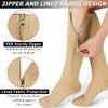 Ailaka Zipper Compression Socks for Men Women - 20-30 mmHg Close Toe Knee High Medical Compression Socks with Zipper, Zip Up Socks for Varicose Veins, Edema, Recovery, Pregnant, Nurse (XX-Large) view 3