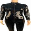 Women Latex Catsuit Clubwear Shiny Faux Leather Bodysuit,Black,Medium view 4