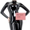 Women Sexy Shiny Lingerie Faux Leather Bodysuit Long Sleeve Zipper Crotch Bodysuit Clubwear,Black,Small view 3