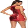Faux Leather Bodysuit Nightclub Women Dress Sexy Wetlook Bodycon Bodysuit Lingerie Pole Dancing Clubwear,Black,3X-Large view 3