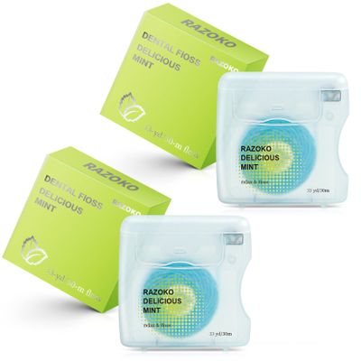 Coconut-Oil Infused Woven Dental Floss,Vegan and Cruelty-Free,Mint 4 Month Supply (33 Yds x 2 Units)