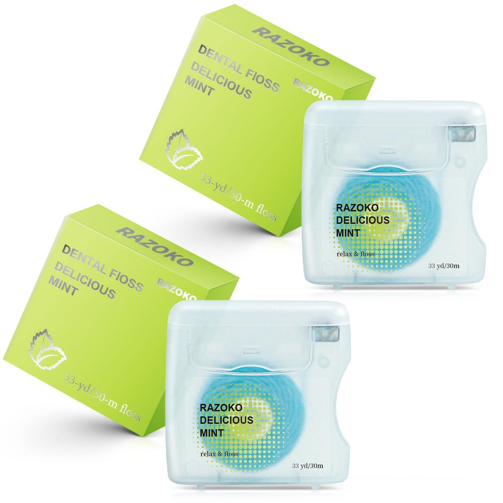 Coconut-Oil Infused Woven Dental Floss,Vegan and Cruelty-Free,Mint 4 Month Supply (33 Yds x 2 Units)