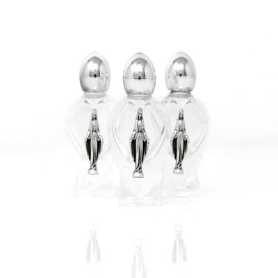 DIRECT FROM LOURDES Miraculous Heart Shaped Glass Bottles x3