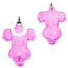 Bodysuit Shiny PVC Short Sleeve Maid Costume Vinyl Maid Dress Lockable Jumpsit Plus Size,Pink,7XL view 1