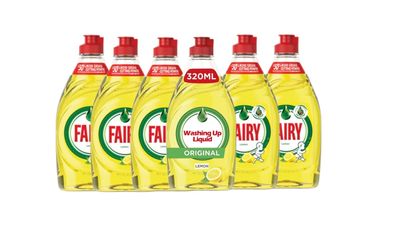 Faairry Lemon Washing Up Liquid with LiftAction | Dishes Grease Cleaner | 320ml | (Pack of 6)