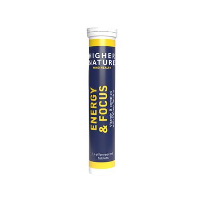 Higher Nature - Energy & Focus Effervescent - Caffeine-Free - Fast-Acting - Supports Low Energy, Concentration, Focus & Motivation - Vegetarian & Vegan - Lemon & Lime Flavour - 13 Tablets