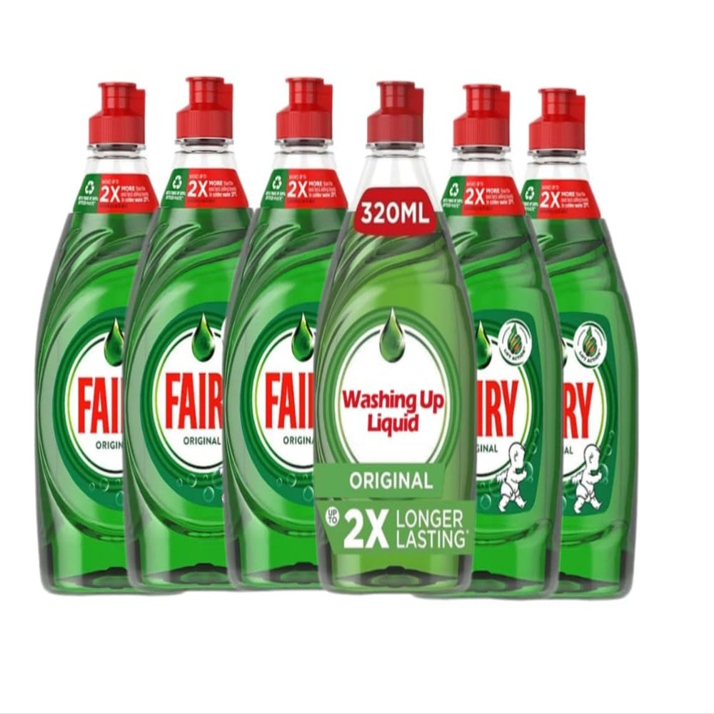 Faairry Original Washing Up Liquid Green with LiftAction | Dishes Grease Cleaner | 320ML | (Pack of 6)