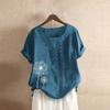 T-Shirt Women's Summer Blouse Short Sleeve T-Shirt V-Neck Clothing Woman Loose Comfortable Crew Neck Clothes Pullover Teenager Pullover with Print T-Shirt Loose, blue, XXXL view 2