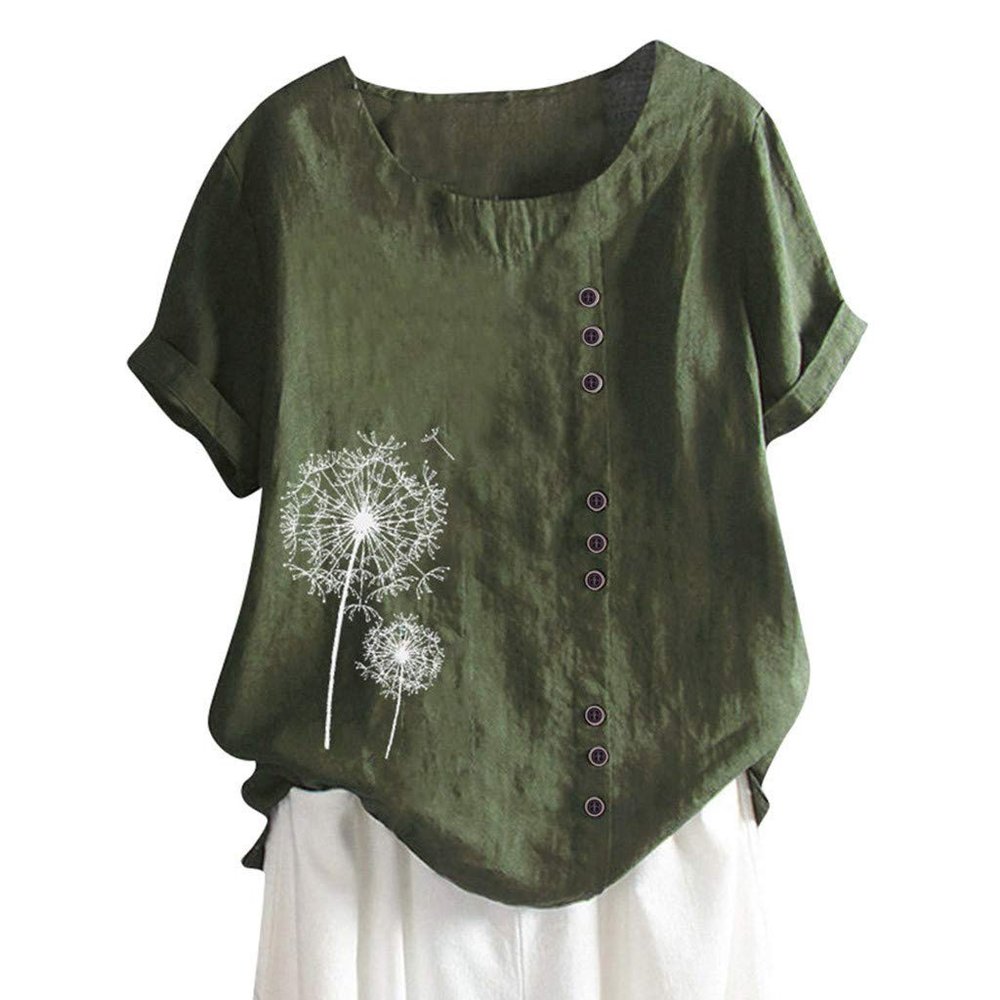 T-Shirt Women's Summer Blouse Short Sleeve T-Shirt V-Neck Clothing Woman Loose Comfortable Crew Neck Clothes Pullover Teenager Pullover with Print T-Shirt Loose, Green, XXXXL