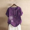 T-Shirt Women's Summer Blouse Short Sleeve T-Shirt V-Neck Clothing Woman Loose Comfortable Crew Neck Clothes Pullover Teenager Pullover with Print T-Shirt Loose, purple, XXXXL view 2