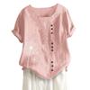 T-Shirt Women's Summer Blouse Short Sleeve T-Shirt V-Neck Clothing Woman Loose Comfortable Crew Neck Clothes Pullover Teenager Pullover with Print T-Shirt Loose, pink, XL view 1