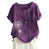 T-Shirt Women's Summer Blouse Short Sleeve T-Shirt V-Neck Clothing Woman Loose Comfortable Crew Neck Clothes Pullover Teenager Pullover with Print T-Shirt Loose, purple, Large view 1
