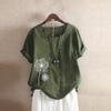 T-Shirt Women's Summer Blouse Short Sleeve T-Shirt V-Neck Clothing Woman Loose Comfortable Crew Neck Clothes Pullover Teenager Pullover with Print T-Shirt Loose, Green, Large view 2