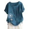T-Shirt Women's Summer Blouse Short Sleeve T-Shirt V-Neck Clothing Woman Loose Comfortable Crew Neck Clothes Pullover Teenager Pullover with Print T-Shirt Loose, blue, Large view 1