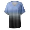 Women's T-Shirt Summer Women's Blouse Short Sleeve V-Neck Summer Shirts Basic Shirt Pullover Crew Neck Clothes Flowers Print Long Blouse for Women Soft Tee Shirt Pullover, darkblue, Large view 4