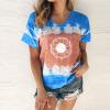 Women's T-Shirt Summer Women's Blouse Short Sleeve Floral Print T-Shirt Clothing Woman Basic Shirt Pullover Crew Neck Clothes T-Shirt Tops Casual Plain Tops Women's Blouse, blue, XXL view 2