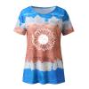Women's T-Shirt Summer Women's Blouse Short Sleeve Floral Print T-Shirt Clothing Woman Basic Shirt Pullover Crew Neck Clothes T-Shirt Tops Casual Plain Tops Women's Blouse, blue, XXL view 3