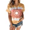 Women's T-Shirt Summer Women's Blouse Short Sleeve Floral Print T-Shirt Clothing Woman Basic Shirt Pullover Crew Neck Clothes T-Shirt Tops Casual Plain Tops Women's Blouse, khaki, Large view 1