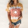 Women's T-Shirt Summer Women's Blouse Short Sleeve Floral Print T-Shirt Clothing Woman Basic Shirt Pullover Crew Neck Clothes T-Shirt Tops Casual Plain Tops Women's Blouse, khaki, Large view 2