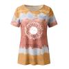 Women's T-Shirt Summer Women's Blouse Short Sleeve Floral Print T-Shirt Clothing Woman Basic Shirt Pullover Crew Neck Clothes T-Shirt Tops Casual Plain Tops Women's Blouse, khaki, Large view 3
