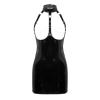 CHOUBAGUAI Women's PVC Leather Lingerie Mini Bodycon Latex Dress Hot Sexy Backless Open Cup Tassel Party Evening Dress Clubwear-Black,S view 1