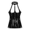 CHOUBAGUAI Women's PVC Leather Lingerie Mini Bodycon Latex Dress Hot Sexy Backless Open Cup Tassel Party Evening Dress Clubwear-Black,S view 4
