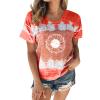 Women's T-Shirt Summer Women's Blouse Short Sleeve Floral Print T-Shirt Clothing Woman Basic Shirt Pullover Crew Neck Clothes T-Shirt Tops Casual Plain Tops Women's Blouse, Wine Red, XL view 1