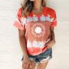 Women's T-Shirt Summer Women's Blouse Short Sleeve Floral Print T-Shirt Clothing Woman Basic Shirt Pullover Crew Neck Clothes T-Shirt Tops Casual Plain Tops Women's Blouse, Wine Red, XL view 2