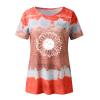 Women's T-Shirt Summer Women's Blouse Short Sleeve Floral Print T-Shirt Clothing Woman Basic Shirt Pullover Crew Neck Clothes T-Shirt Tops Casual Plain Tops Women's Blouse, Wine Red, XL view 3