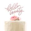 Hello Twenty Cake Topper, Happy 20th Birthday Cake Decorations, Handwriting Script 20th Anniversary Party, Rose Gold Glitter view 1
