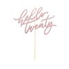 Hello Twenty Cake Topper, Happy 20th Birthday Cake Decorations, Handwriting Script 20th Anniversary Party, Rose Gold Glitter view 3