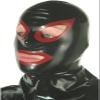 Latex Hood Hangman's Rubber Mask with Contrast Trim Around Eyes and Mouth,Black,with Zipper view 1