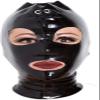 Latex Hood Women Raubber Full Face Mask Black Lace Up Fastening Party Latex Mask,Black,Medium view 2