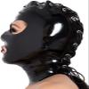 Latex Hood Women Raubber Full Face Mask Black Lace Up Fastening Party Latex Mask,Black,Medium view 3