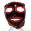 Latex Hood for Women Rubber Pull On Black Latex Mask Hood with Red Trim 0.6mm Latex,Black and Red Trim,XX-Large view 3