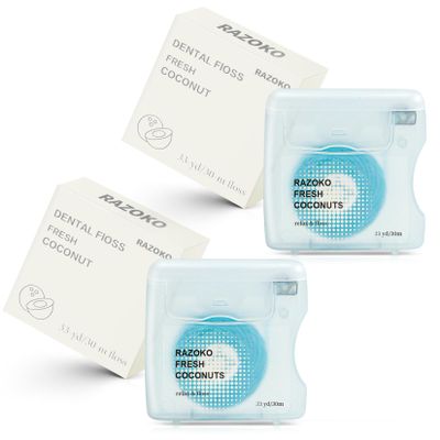 Coconut-Oil Infused Woven Dental Floss,Vegan and Cruelty-Free,Coconut 4 Month Supply (33 Yds x 2 Units)
