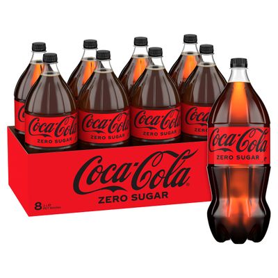Coca-Cola Zero Sugar Soft Drink Multipack Bottles 8 x 2L